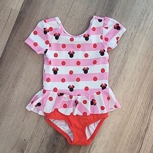 Disney Hanna Anderson Minnie Mouse Stripe Swimsuit 2T
